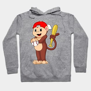 Monkey at Baseball with Baseball bat Hoodie